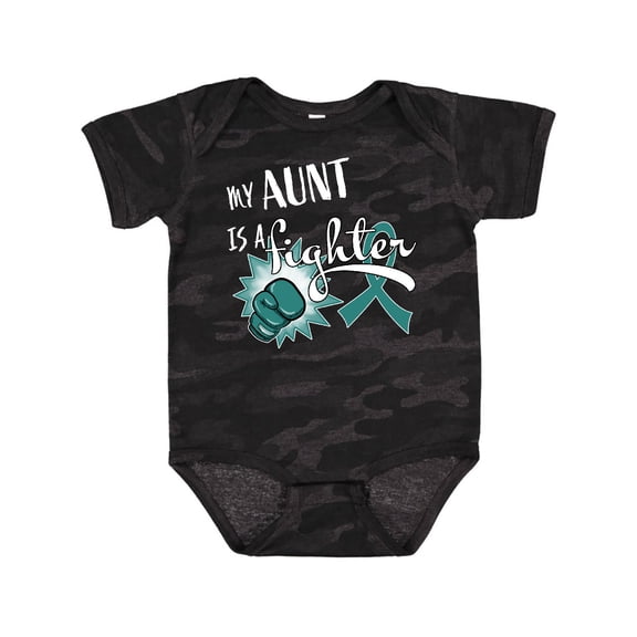 Inktastic Ovarian Cancer Awareness My Aunt is a Fighter Boys or Girls Baby Bodysuit
