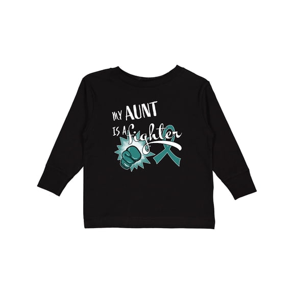 Inktastic Ovarian Cancer Awareness My Aunt is a Fighter Boys or Girls Long Sleeve Toddler T-Shirt