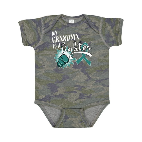 Inktastic Ovarian Cancer Awareness My Grandma is a Fighter Boys or Girls Baby Bodysuit