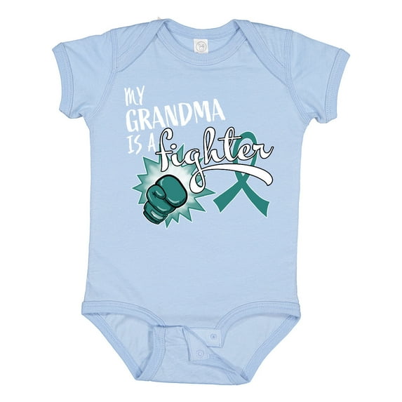 Inktastic Ovarian Cancer Awareness My Grandma is a Fighter Boys or Girls Baby Bodysuit