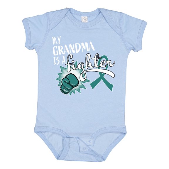 Inktastic Ovarian Cancer Awareness My Grandma is a Fighter Boys or Girls Baby Bodysuit