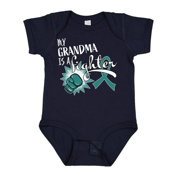 Inktastic Ovarian Cancer Awareness My Grandma is a Fighter Boys or Girls Baby Bodysuit