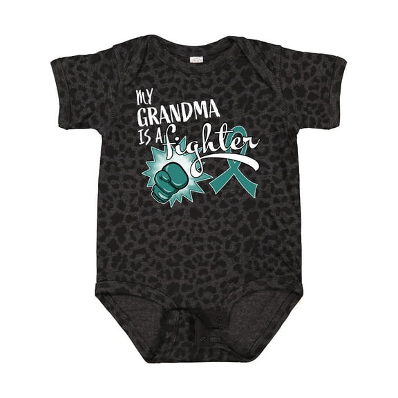 Inktastic Ovarian Cancer Awareness My Grandma is a Fighter Boys or Girls Baby Bodysuit
