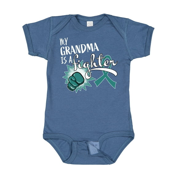 Inktastic Ovarian Cancer Awareness My Grandma is a Fighter Boys or Girls Baby Bodysuit
