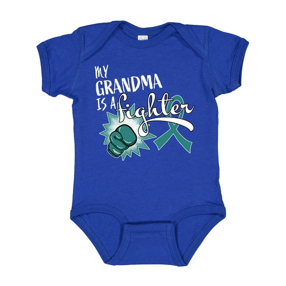 Inktastic Ovarian Cancer Awareness My Grandma is a Fighter Boys or Girls Baby Bodysuit