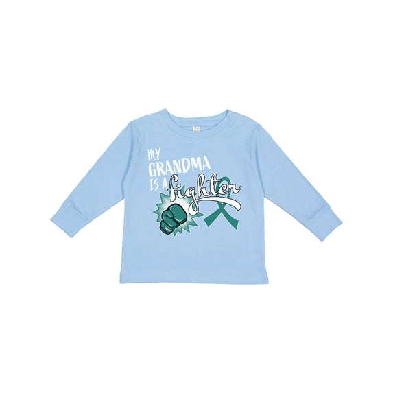Inktastic Ovarian Cancer Awareness My Grandma is a Fighter Boys or Girls Long Sleeve Toddler T-Shirt