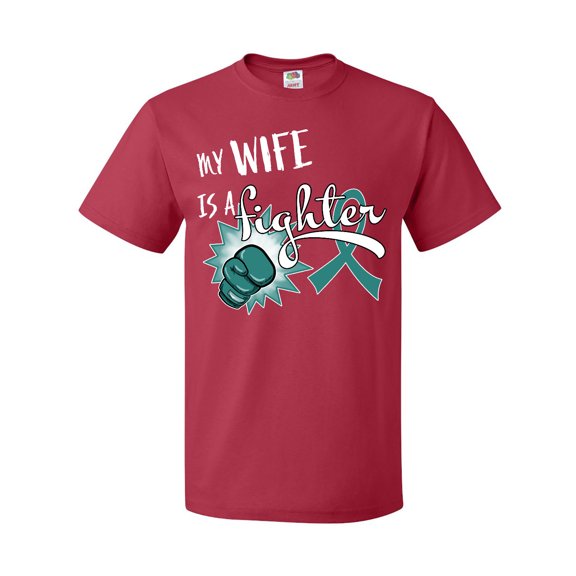 Inktastic Ovarian Cancer Awareness My Wife is a Fighter T-Shirt