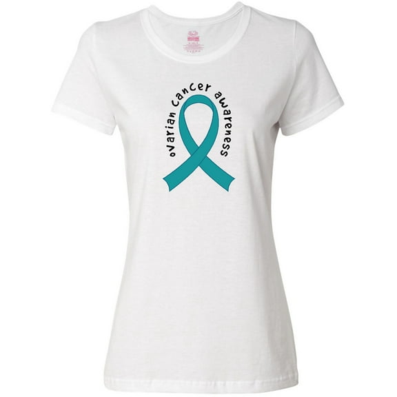 Inktastic Ovarian Cancer Awareness Ribbon Women's T-Shirt