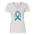 thumbnail image 1 of Inktastic Ovarian Cancer Awareness Ribbon Women's V-Neck T-Shirt, 1 of 5