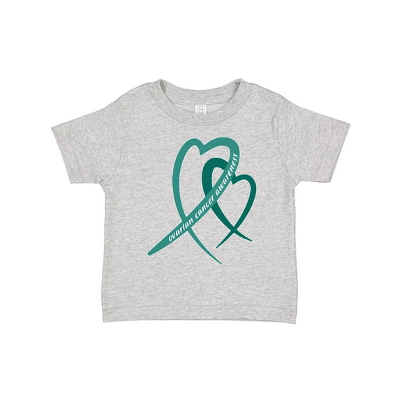 Inktastic Ovarian Cancer Awareness Teal Heart Ribbons Boys or Girls Toddler T-Shirt