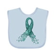 thumbnail image 1 of Inktastic Ovarian Cancer Awareness Teal Ribbon Made of Hearts Boys or Girls Baby Bib, 1 of 4