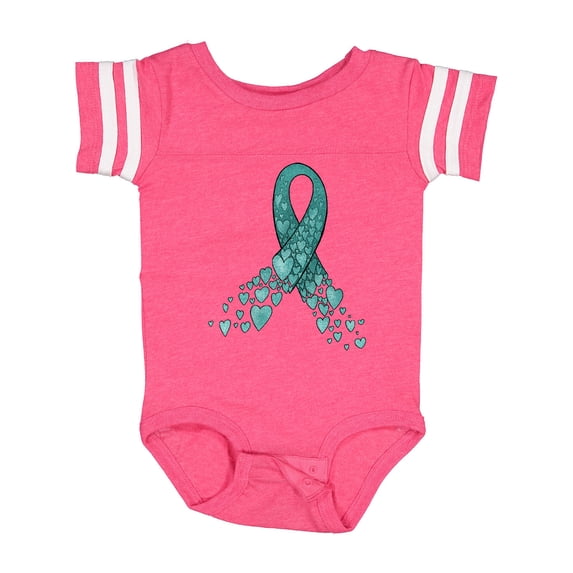 Inktastic Ovarian Cancer Awareness Teal Ribbon Made of Hearts Boys or Girls Baby Bodysuit