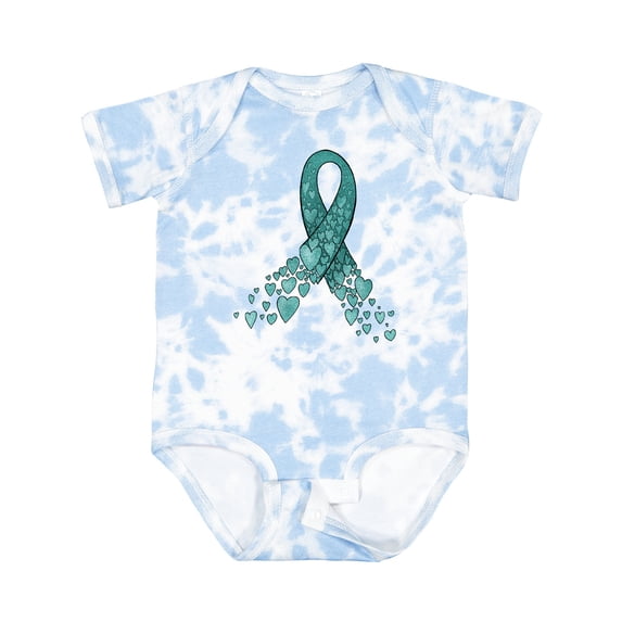 Inktastic Ovarian Cancer Awareness Teal Ribbon Made of Hearts Boys or Girls Baby Bodysuit