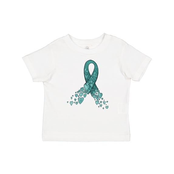Inktastic Ovarian Cancer Awareness Teal Ribbon Made of Hearts Boys or Girls Baby T-Shirt