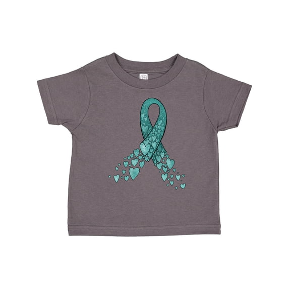 Inktastic Ovarian Cancer Awareness Teal Ribbon Made of Hearts Boys or Girls Toddler T-Shirt