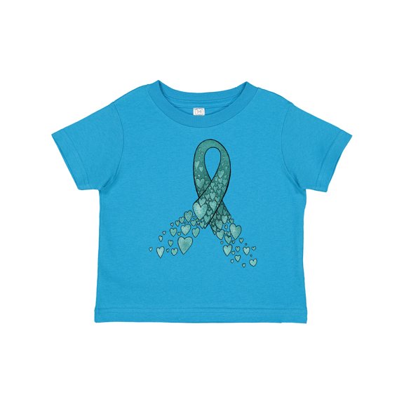Inktastic Ovarian Cancer Awareness Teal Ribbon Made of Hearts Boys or Girls Toddler T-Shirt