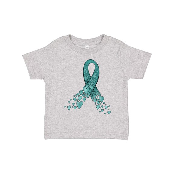 Inktastic Ovarian Cancer Awareness Teal Ribbon Made of Hearts Boys or Girls Toddler T-Shirt