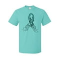 thumbnail image 1 of Inktastic Ovarian Cancer Awareness Teal Ribbon Made of Hearts T-Shirt, 1 of 5