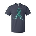 thumbnail image 1 of Inktastic Ovarian Cancer Awareness Teal Ribbon Made of Hearts T-Shirt, 1 of 5