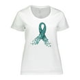thumbnail image 1 of Inktastic Ovarian Cancer Awareness Teal Ribbon Made of Hearts Women's Plus Size T-Shirt, 1 of 5