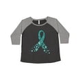 thumbnail image 1 of Inktastic Ovarian Cancer Awareness Teal Ribbon Made of Hearts Women's Plus Size T-Shirt, 1 of 5
