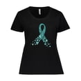 thumbnail image 1 of Inktastic Ovarian Cancer Awareness Teal Ribbon Made of Hearts Women's Plus Size T-Shirt, 1 of 5