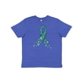 thumbnail image 1 of Inktastic Ovarian Cancer Awareness Teal Ribbon Made of Hearts Youth T-Shirt, 1 of 5