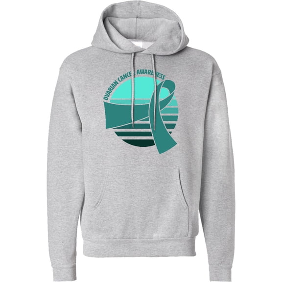 Inktastic Ovarian Cancer Awareness Teal Ribbon over Sunrise Adult Hoodie Sweatshirt