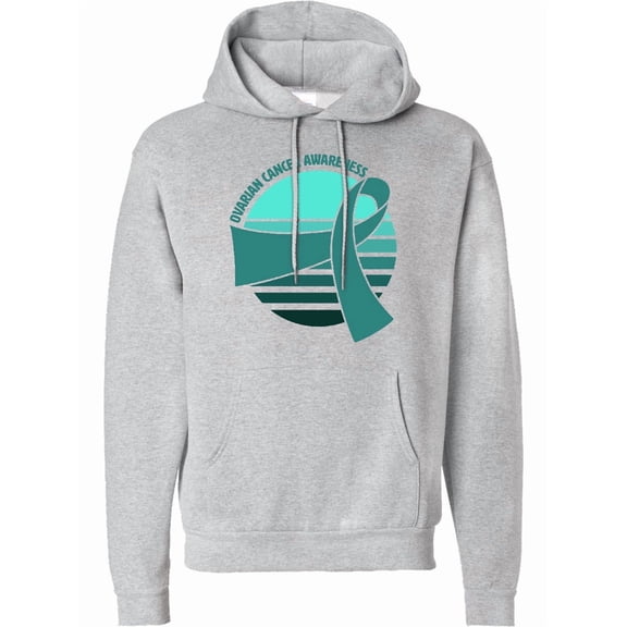 Inktastic Ovarian Cancer Awareness Teal Ribbon over Sunrise Adult Hoodie Sweatshirt