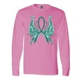 thumbnail image 1 of Inktastic Ovarian Cancer Awareness with Butterfly Ribbon Words Long Sleeve T-Shirt, 1 of 5