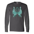 thumbnail image 1 of Inktastic Ovarian Cancer Awareness with Butterfly Ribbon Words Long Sleeve T-Shirt, 1 of 5