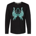 thumbnail image 1 of Inktastic Ovarian Cancer Awareness with Butterfly Ribbon Words Long Sleeve T-Shirt, 1 of 5