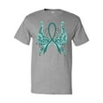 thumbnail image 1 of Inktastic Ovarian Cancer Awareness with Butterfly Ribbon Words T-Shirt, 1 of 5