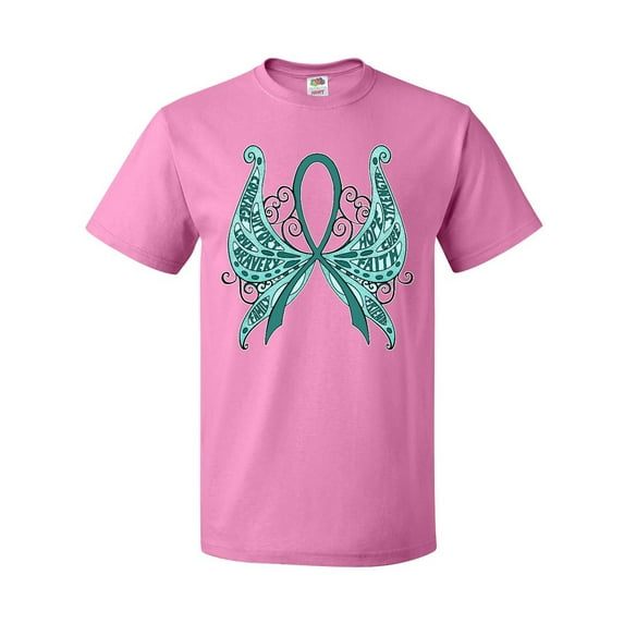 Inktastic Ovarian Cancer Awareness with Butterfly Ribbon Words T-Shirt