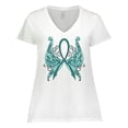 thumbnail image 1 of Inktastic Ovarian Cancer Awareness with Butterfly Ribbon Words Women's Plus Size V-Neck T-Shirt, 1 of 5