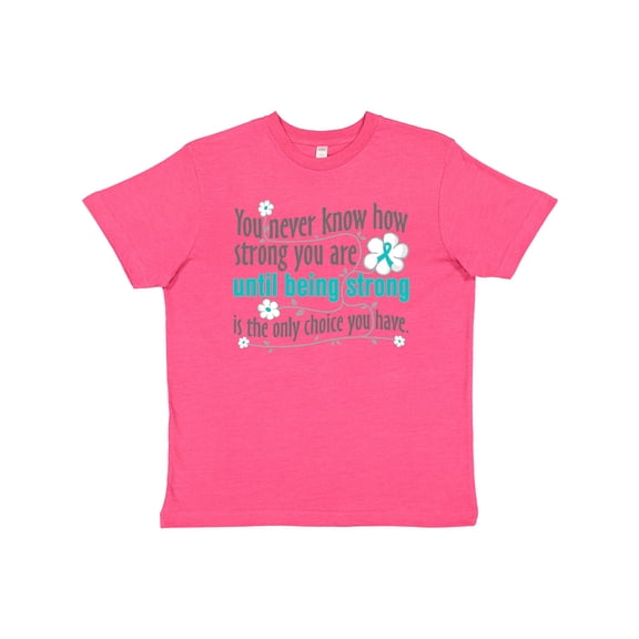 Inktastic Ovarian Cancer Being Strong Youth T-Shirt