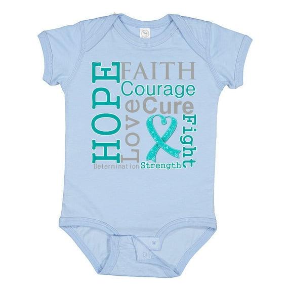 Inktastic Ovarian Cancer Hope Faith Motto Boys or Girls Baby Bodysuit
