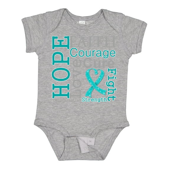 Inktastic Ovarian Cancer Hope Faith Motto Boys or Girls Baby Bodysuit