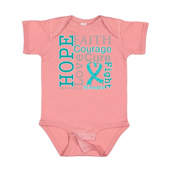 Inktastic Ovarian Cancer Hope Faith Motto Boys or Girls Baby Bodysuit