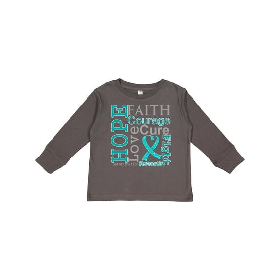 Inktastic Ovarian Cancer Hope Faith Motto Boys or Girls Long Sleeve Toddler T-Shirt
