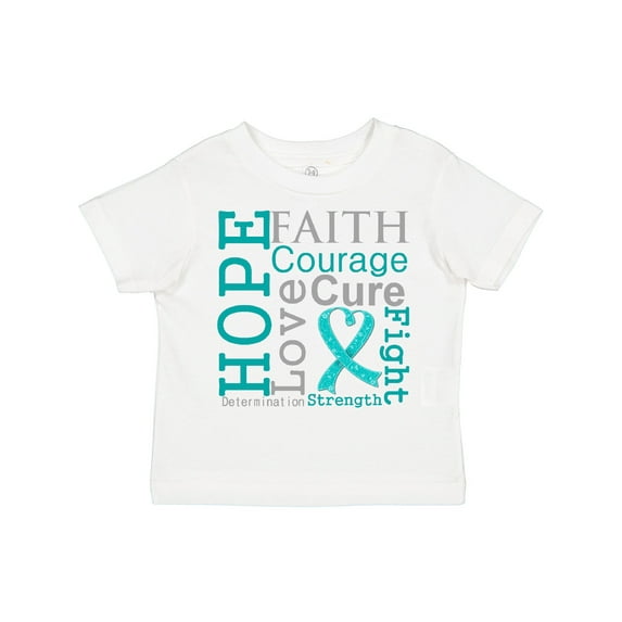 Inktastic Ovarian Cancer Hope Faith Motto Boys or Girls Toddler T-Shirt
