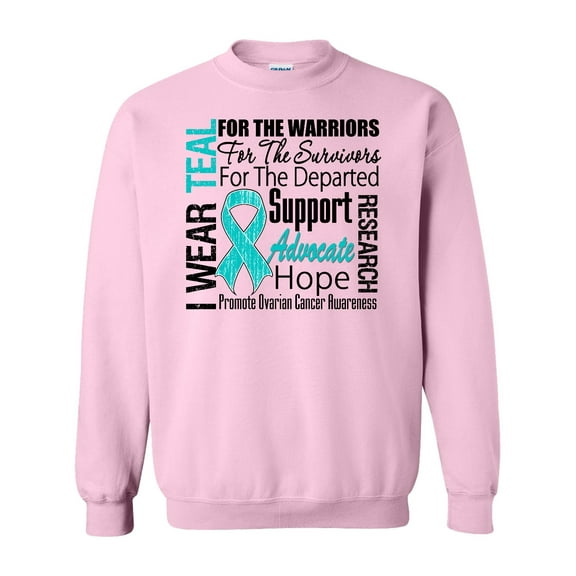Inktastic Ovarian Cancer I Wear Teal Ribbon Tribute Adult Sweatshirt