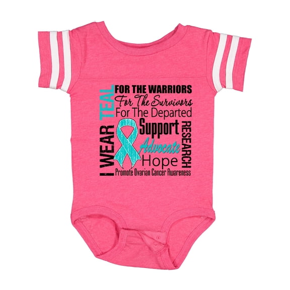 Inktastic Ovarian Cancer I Wear Teal Ribbon Tribute Boys or Girls Baby Bodysuit