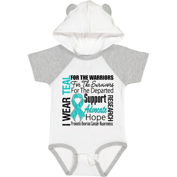 Inktastic Ovarian Cancer I Wear Teal Ribbon Tribute Boys or Girls Baby Bodysuit