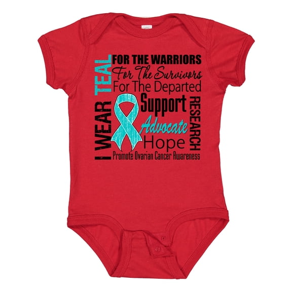 Inktastic Ovarian Cancer I Wear Teal Ribbon Tribute Boys or Girls Baby Bodysuit