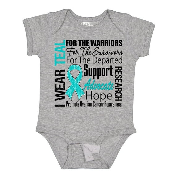 Inktastic Ovarian Cancer I Wear Teal Ribbon Tribute Boys or Girls Baby Bodysuit