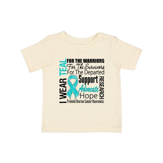 Inktastic Ovarian Cancer I Wear Teal Ribbon Tribute Boys or Girls Baby T-Shirt