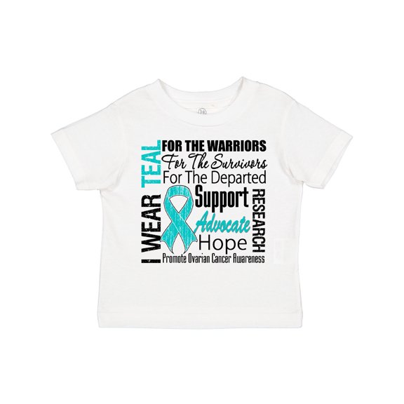 Inktastic Ovarian Cancer I Wear Teal Ribbon Tribute Boys or Girls Toddler T-Shirt