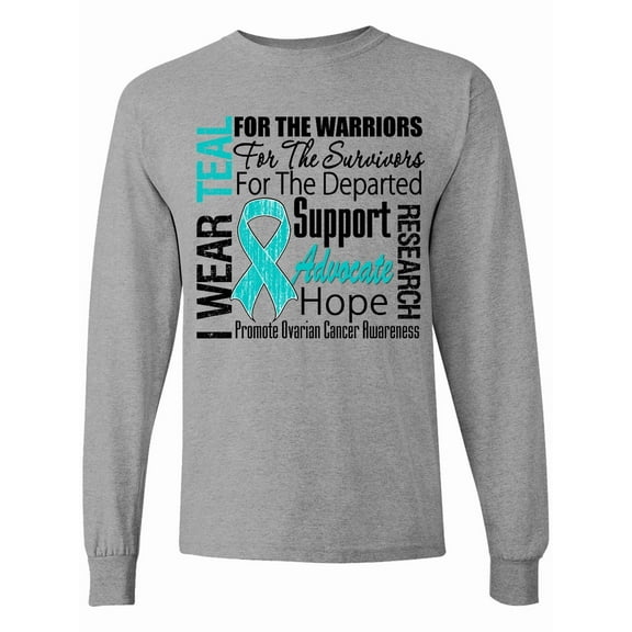 Inktastic Ovarian Cancer I Wear Teal Ribbon Tribute Long Sleeve T-Shirt