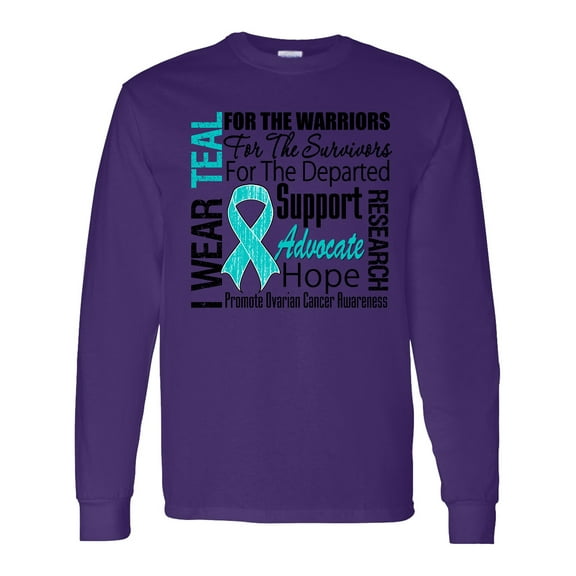 Inktastic Ovarian Cancer I Wear Teal Ribbon Tribute Long Sleeve T-Shirt
